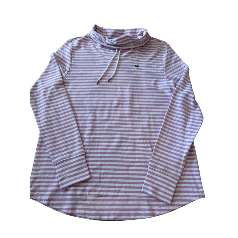 Vineyard Vines Striped Funnel Neck Pullover Hoodie Pink/White Women's XS